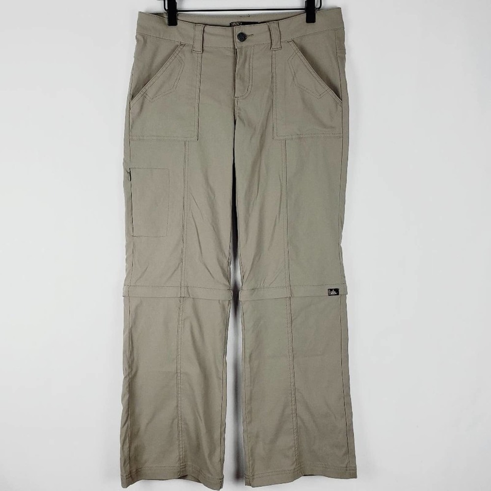 Prana Convertible Khaki Hiking Pants Zip Off sz 8